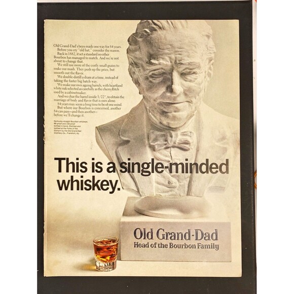 Old Grand-Dad Bourbon Whiskey "A single-minded whiskey" Vintage Print Ad 1966 - Picture 3 of 3